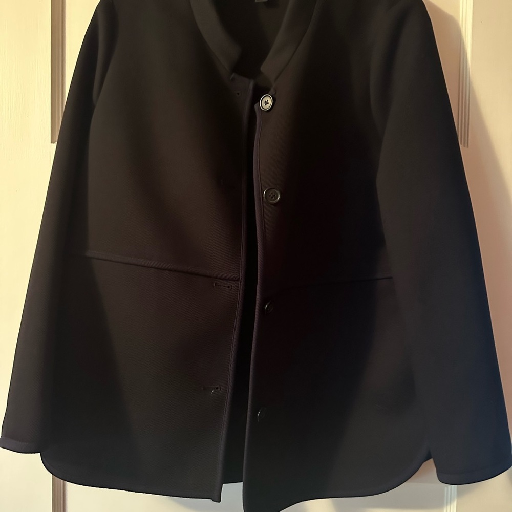 J Crew Tipped Twill Jacket, Black/Navy, Size 10, EUC - Picture 2 of 6